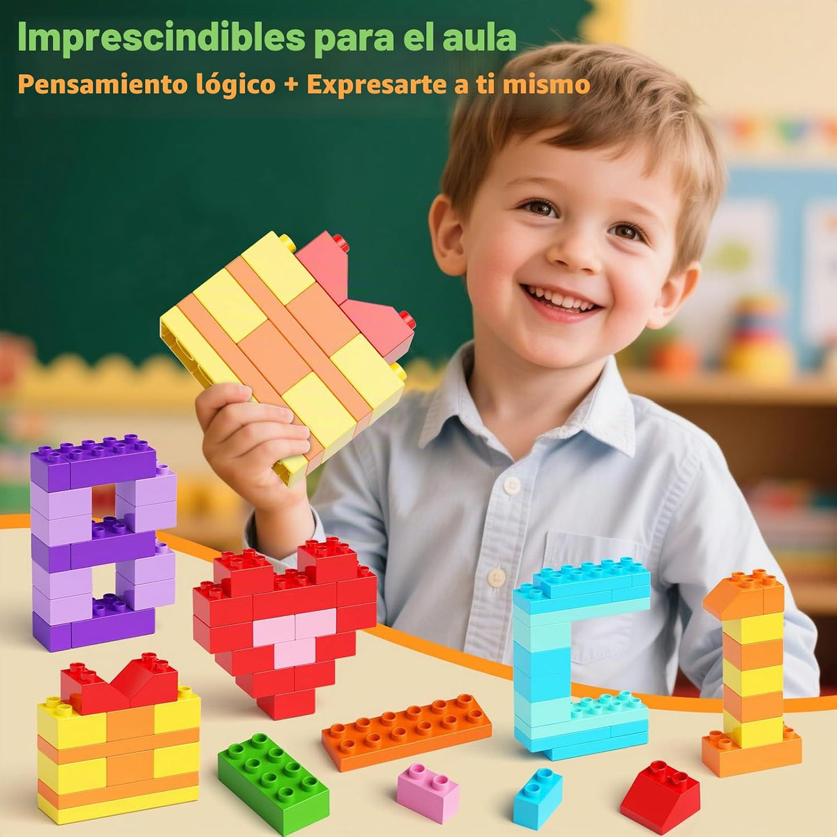Juego de bloques de construcción de 97 piezas con caja de almacenamiento y placa base, juguetes educativos STEM para niños a partir de 3 años, compatible con bloques de construcción de partículas