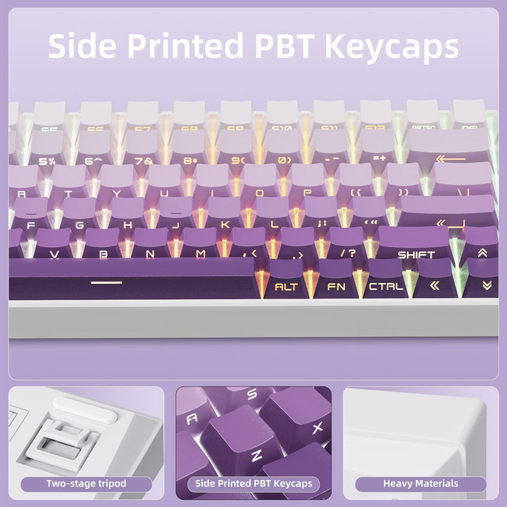 ZORNHER ZH100 Wireless Mechanical Keyboard,98% Purple Creamy Keyboa...