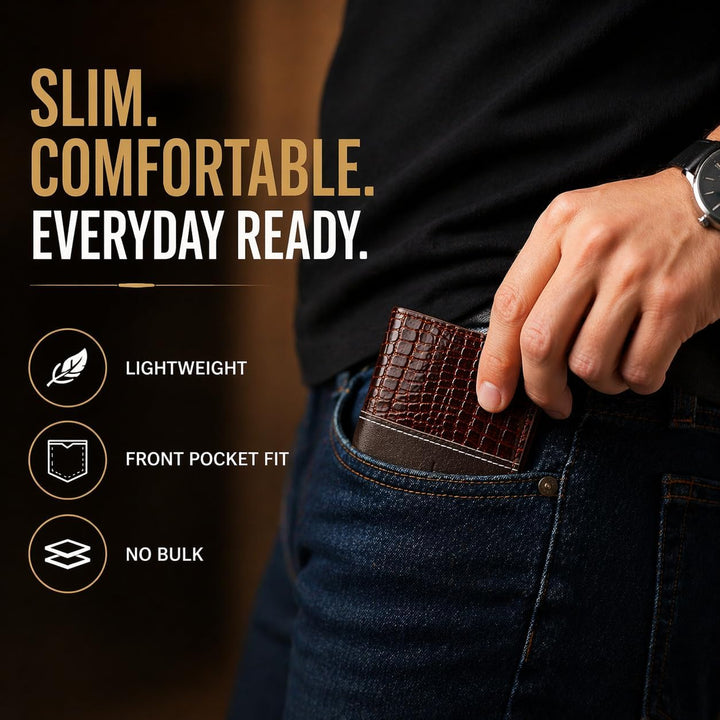 Beaaric Cartera de piel con bloqueo RFID para hombre, delgada y ple...