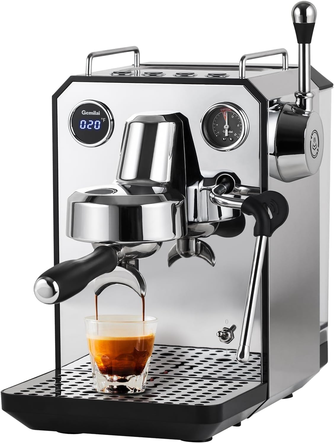 Gemilai - Cafetera de expreso estilo búho, 15 bares. Cafetera de expreso semiautomática profesional con espumador de leche, mango de vapor y tanque de agua extraíble de 57 onzas, pantalla dual, para