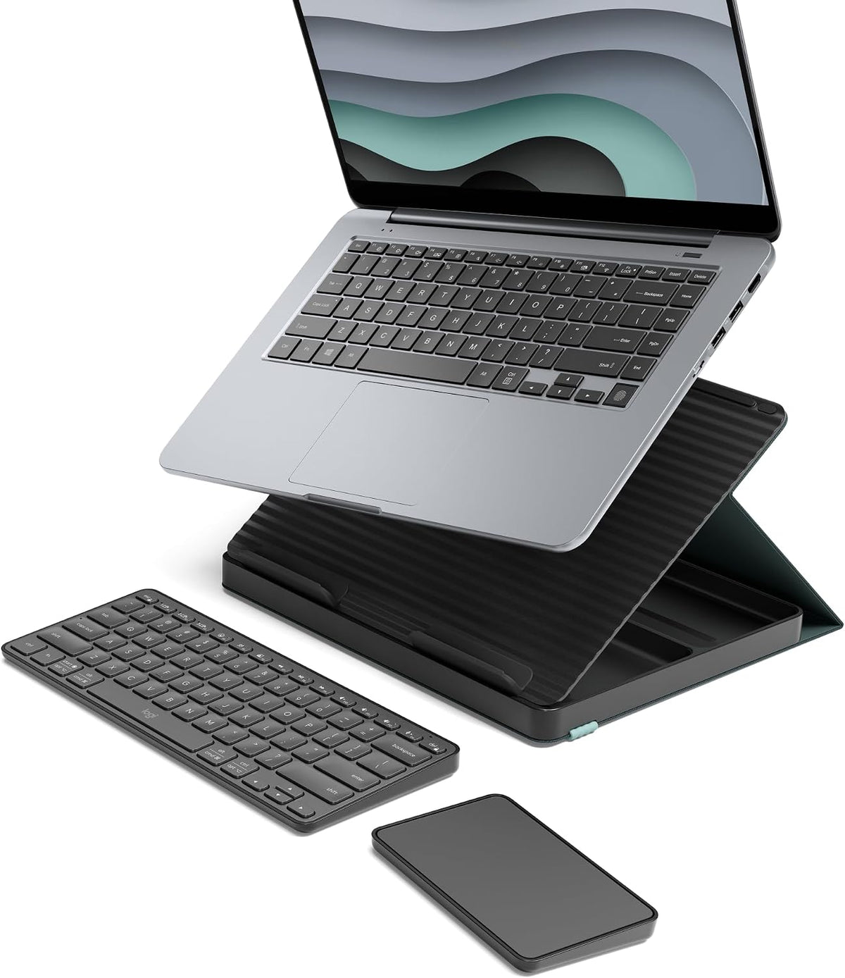 Logitech Casa Pop Up Desk Laptop Stand, teclado & Touchpad - Green/negro