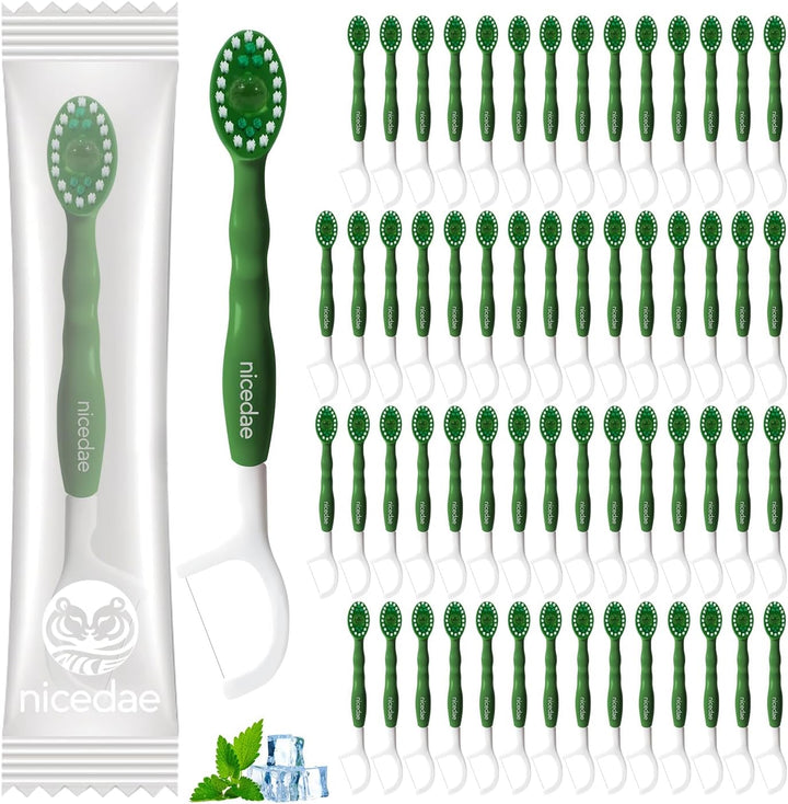 nicedae 60Ct Mini cepillo de dientes desechable de viaje a granel c...