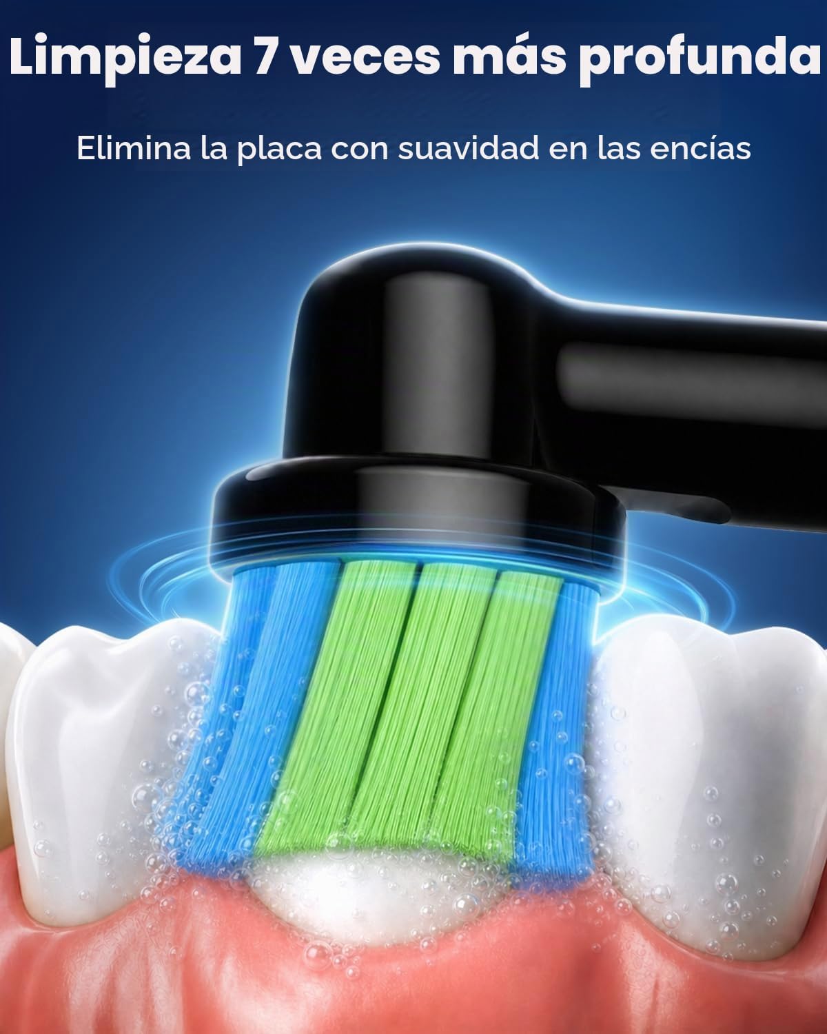 Cepillo de dientes eléctrico giratorio para adultos, cepillo de dientes eléctrico recargable, 5 modos de limpieza, temporizador inteligente de 2 minutos, incluye 8 cabezales de cepillo de