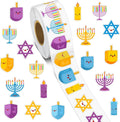 1000 calcomanías de Hanukkah para niños, calcomanías de Hanukkah para niños, calcomanías redondas autoadhesivas para decoraciones temáticas de Hanukkah, suministros de bolsas de regalo, 9