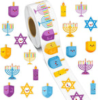 1000 calcomanías de Hanukkah para niños, calcomanías de Hanukkah para niños, calcomanías redondas autoadhesivas para decoraciones temáticas de Hanukkah, suministros de bolsas de regalo, 9
