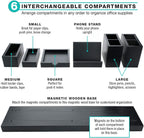 Excello Global Products Organizador magnético de escritorio | 6 compartimentos extraíbles para bolígrafos, lápices, postes, clips, teléfono celular y suministros de oficina (negro)