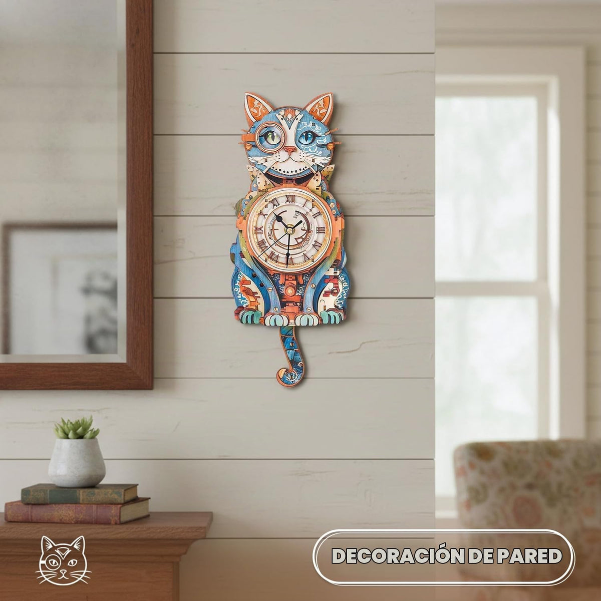 Rompecabezas 3D para adultos, lindo reloj de gato 3D, rompecabezas de madera, kit de reloj de rompecabezas de gato para bricolaje, Navidad, regalo de cumpleaños para mujeres, mamá, hombres, decoración del hogar, vacaciones