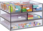 Organizador de Escritorio Apilable de 3 Niveles con 6 Cajones, YOCOMEY Caja de Almacenamiento de Escritorio de Plástico con Cajones, Organizador Desmontable de Almacenamiento de Maquillaje y