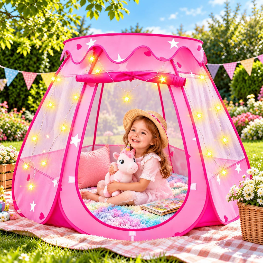 Pits de bolas con 50 bolas, tiendas de campaña emergentes para niños con luces de estrellas