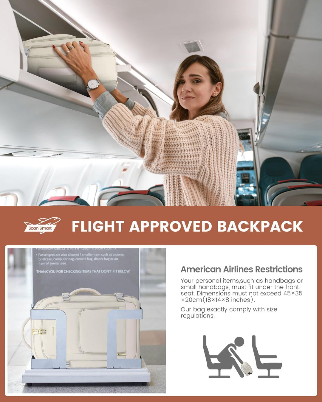 LOVEVOOK Mochila de viaje para mujer y hombre, Beige, Mochilas de v...