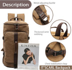 IT'SCARL Mochila grande para hombres, mochila de viaje, bolsa grande de lona, mochila de trabajo (caqui)