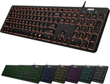 Arteck - Teclado retroiluminado USB con cable de tamaño completo co...