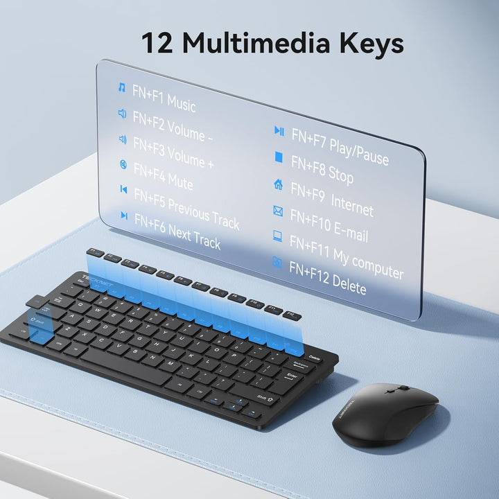 TECKNET Combo de Teclado y Ratón Inalámbrico, Mini Teclado de Compu...