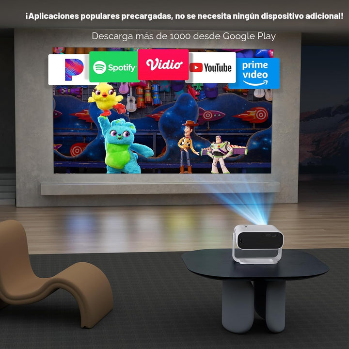 Proyector Mini Smart, con Wifi y Bluetooth, 220 ANSI 1080P HD, apli...