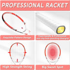 Raqueta de tenis profesional para adultos, 2 jugadores de 27 pulgadas, raqueta de tenis de velocidad aceptable para principiantes y profesionales con 3 pelotas de tenis, 2 amortiguadores de vibración,