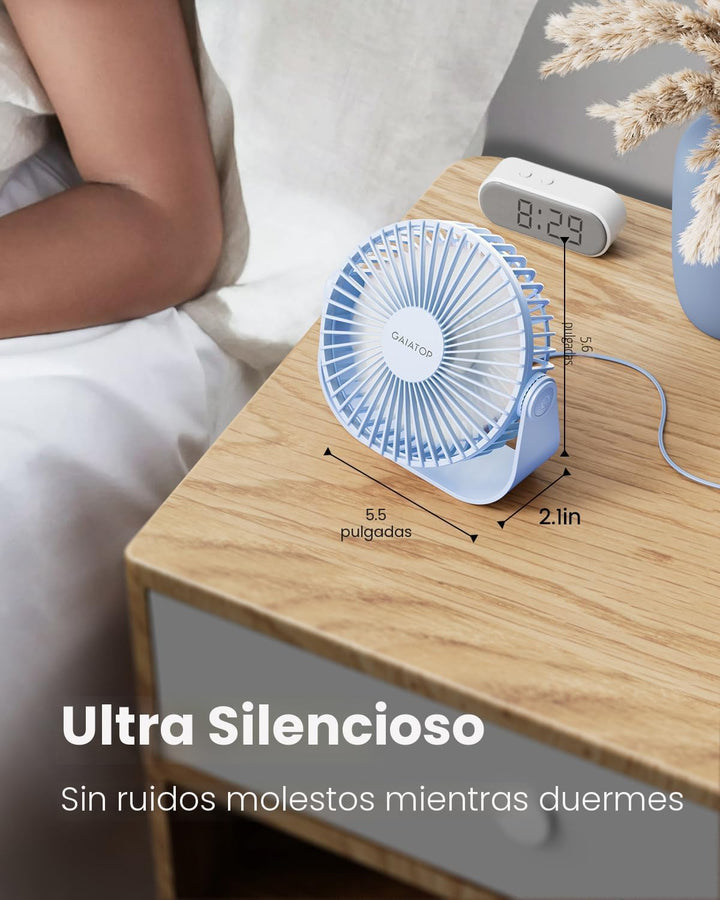Gaiatop Ventilador de escritorio USB, flujo de aire fuerte de 3 vel...