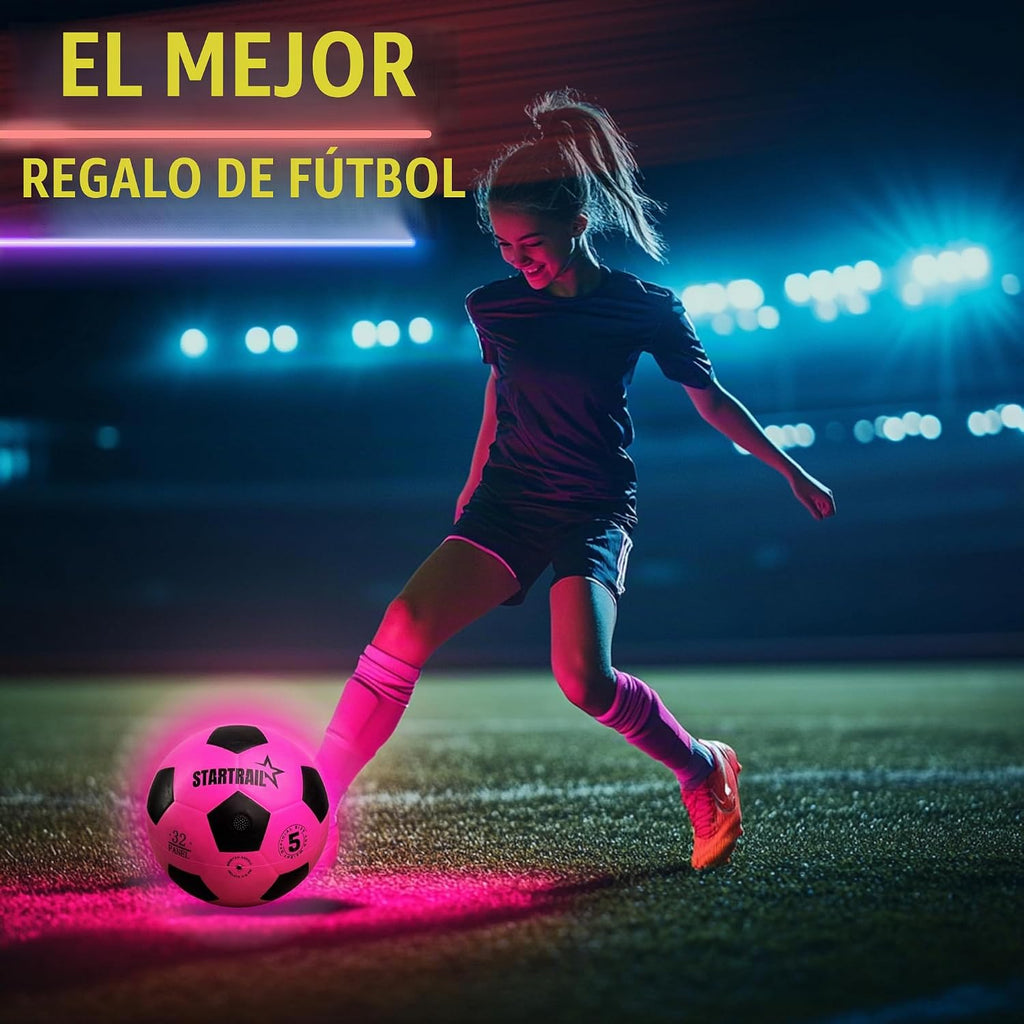 Pelota de fútbol que brilla en la oscuridad | Regalo deportivo para niñas de 6 a 15 años | Pelota LED iluminada con 3 baterías extra y bomba | Baterías preinstaladas | Tamaño 5 | Regalo de diversión