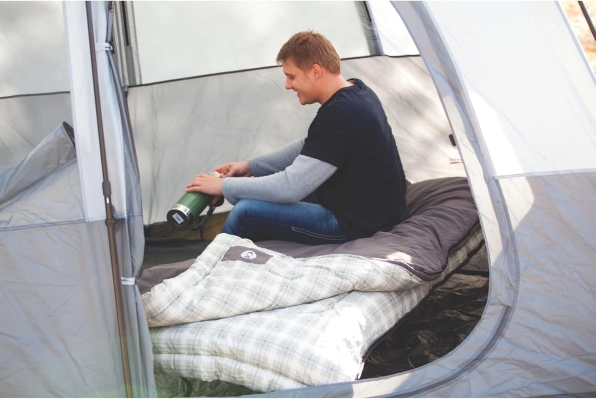 Coleman Heritage - Saco de dormir grande y alto de franela de 10 °F, saco de dormir XL para adultos de hasta 6 pies 7 pulgadas de alto, lavable a máquina, ideal para campamento, caza, invitados y más