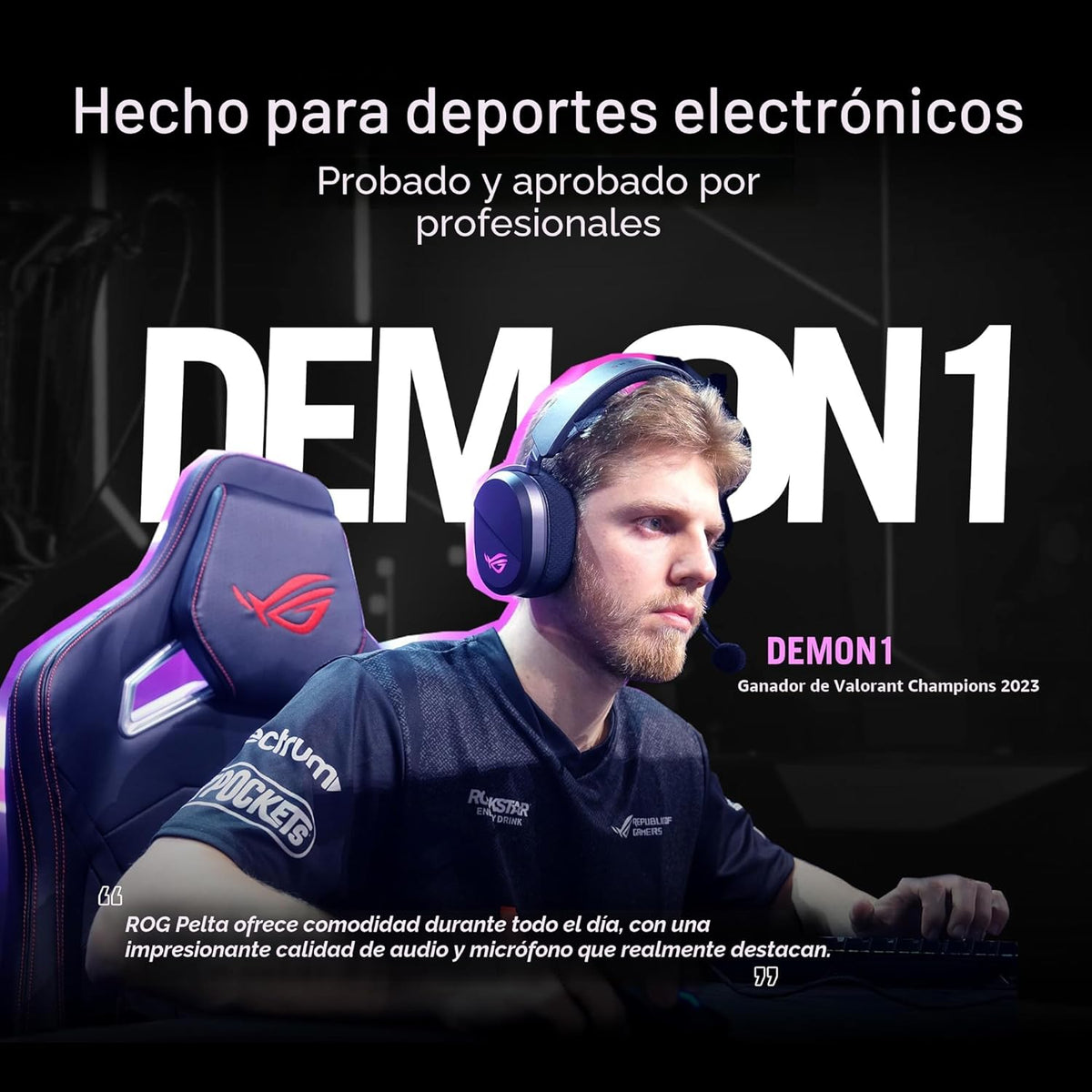 Auriculares Gaming Inalámbricos ASUS ROG Pelta con Micrófono Desmontable - Negro