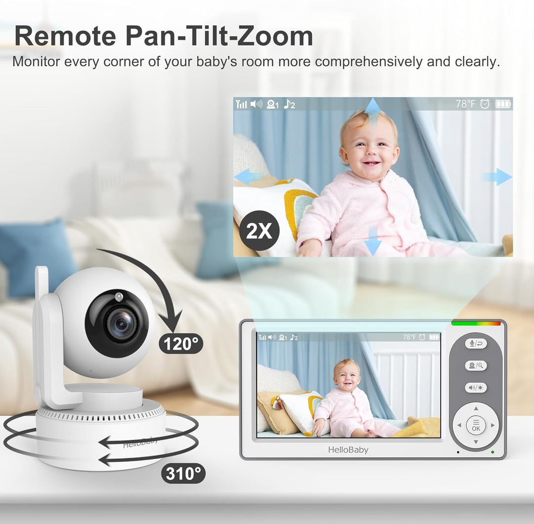 HelloBaby Monitor de Bebé con Video de 4.3'' con Batería de...