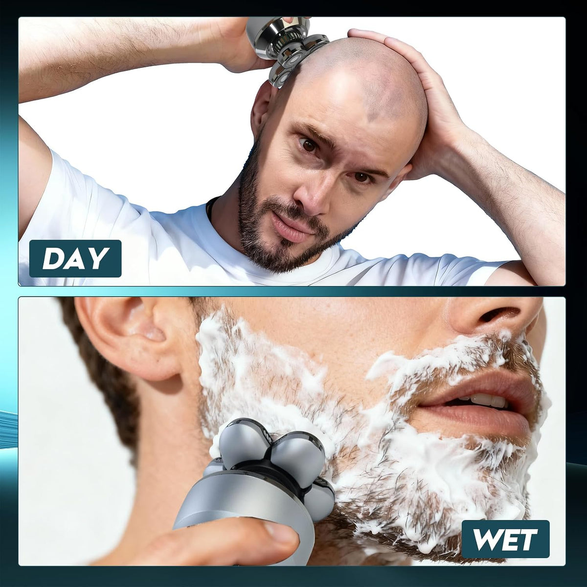 Afeitadoras de cabeza para hombres calvos: afeitadora de cabeza desmontable mejorada, cabezales flotantes 6D, afeitadora eléctrica seca y húmeda, IPX8 impermeable, pantalla LED
