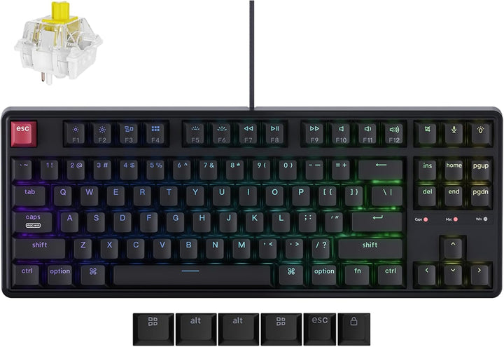 Keychron C3 Pro TKL 80% Teclado mecánico con cable, tasa de sondeo...
