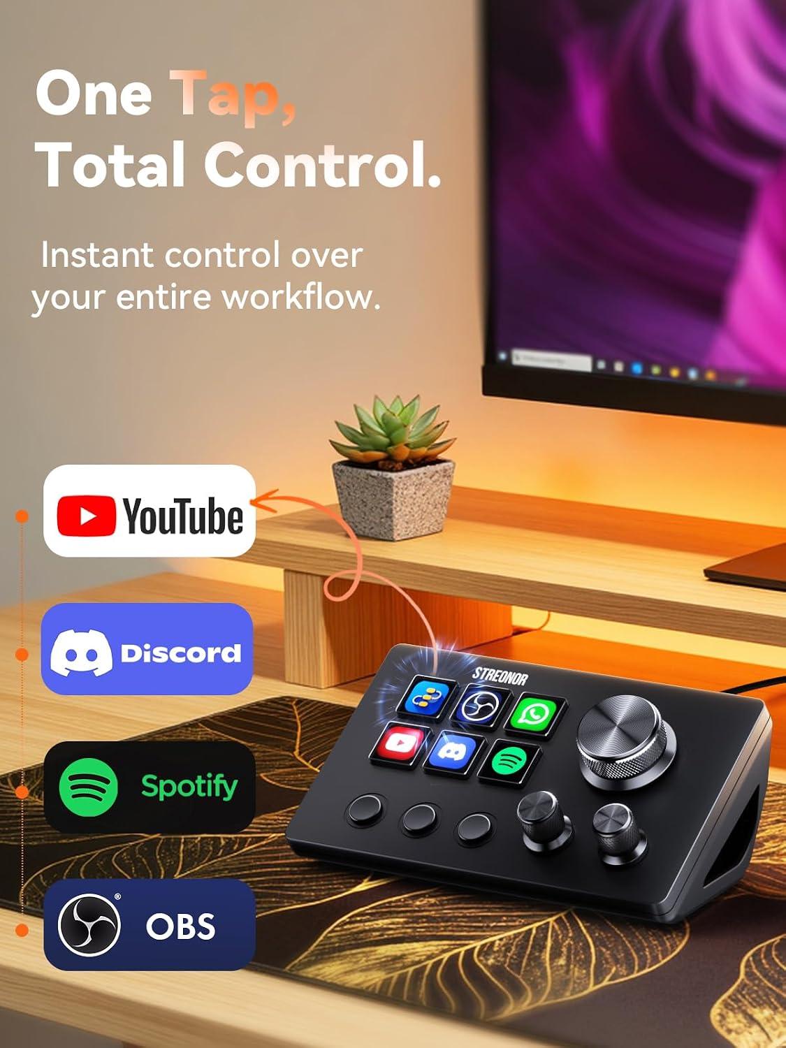 Controlador de transmisión Streonor S6 Mini, consola de control LCD de 6 teclas, negro