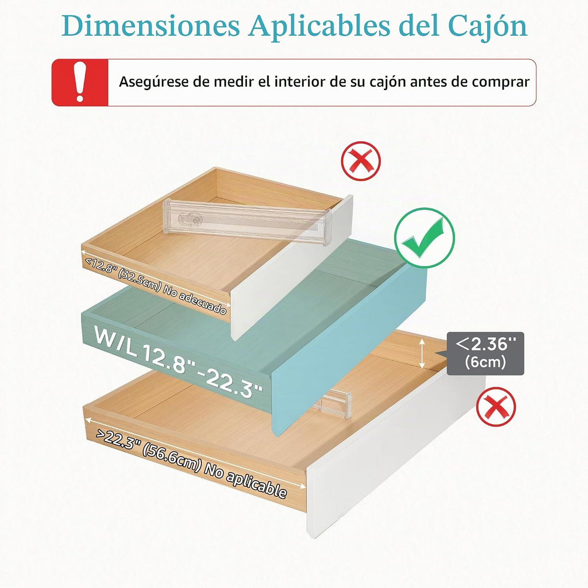 Vtopmart - Divisores de cajones cortos de 2.36 pulgadas de 12.8 a 22.3 pulgadas, expandibles, paquete de 8