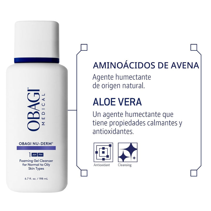 Obagi Nu-Derm Limpiador en Gel Espumoso para la cara \u2013 Limpiad...