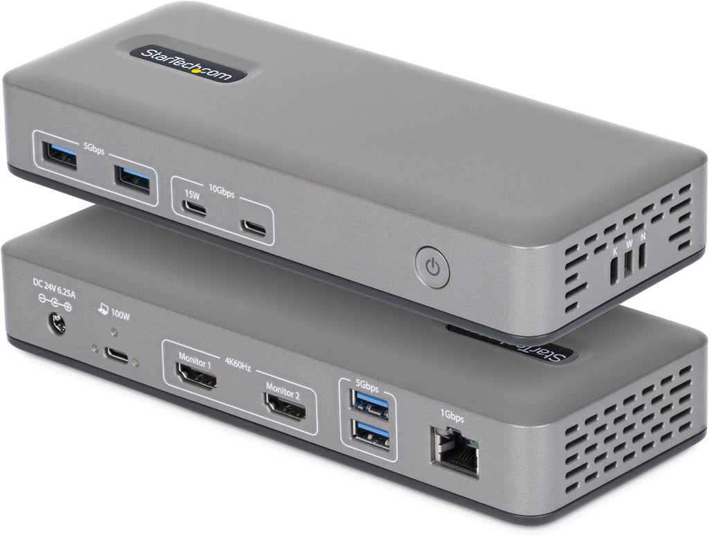 StarTech Driverless USB-C Dual 4K 60Hz HDMI Windows Dock, 6X USB 10Gbps