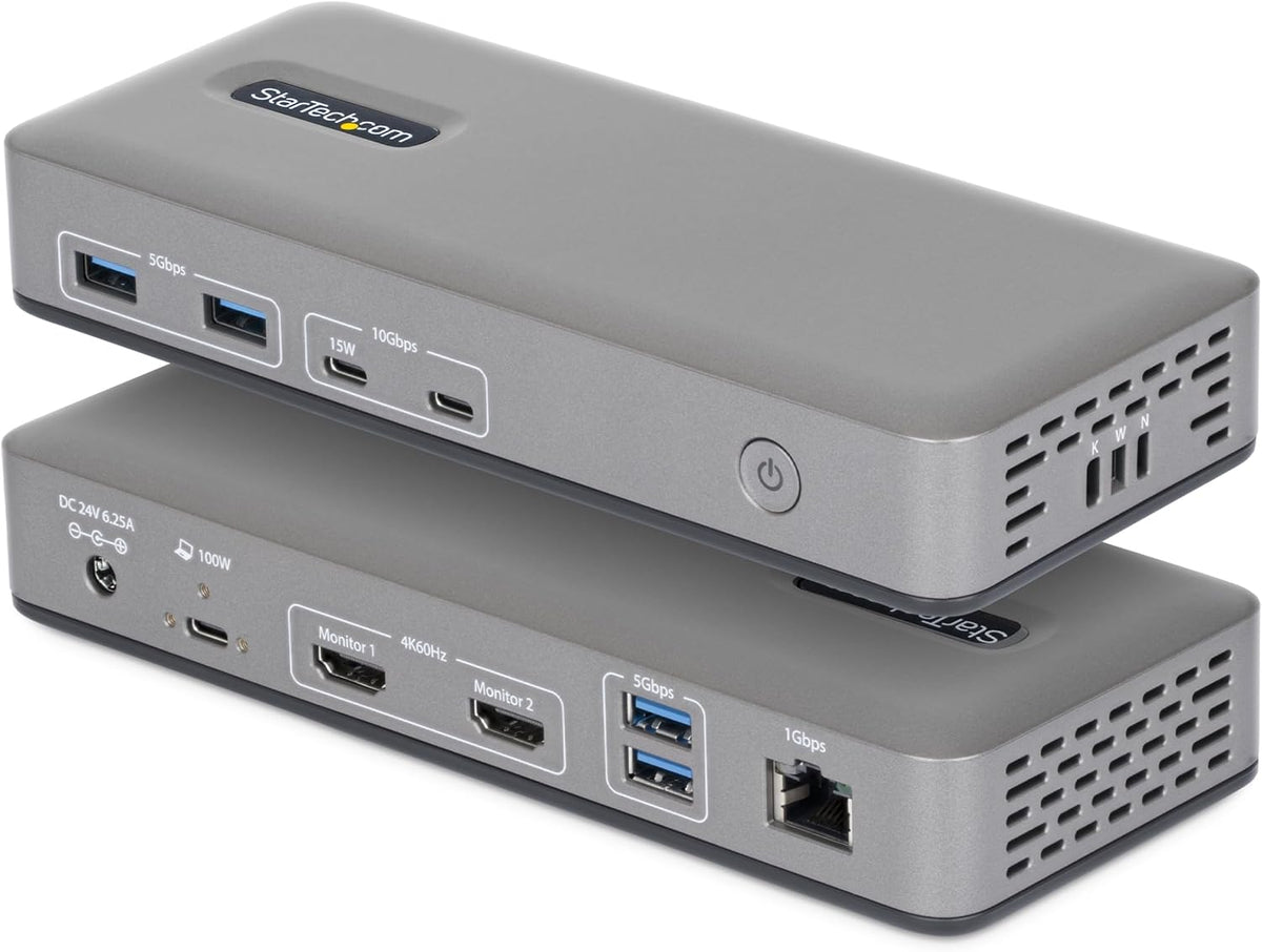 StarTech Driverless USB-C Dual 4K 60Hz HDMI Windows Dock, 6X USB 10Gbps