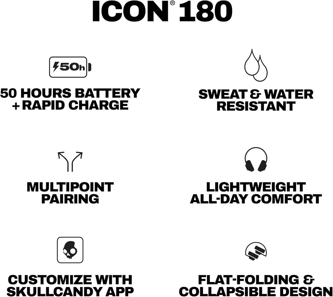 Skullcandy Icon 180 Auriculares inalámbricos Bluetooth con micrófon...