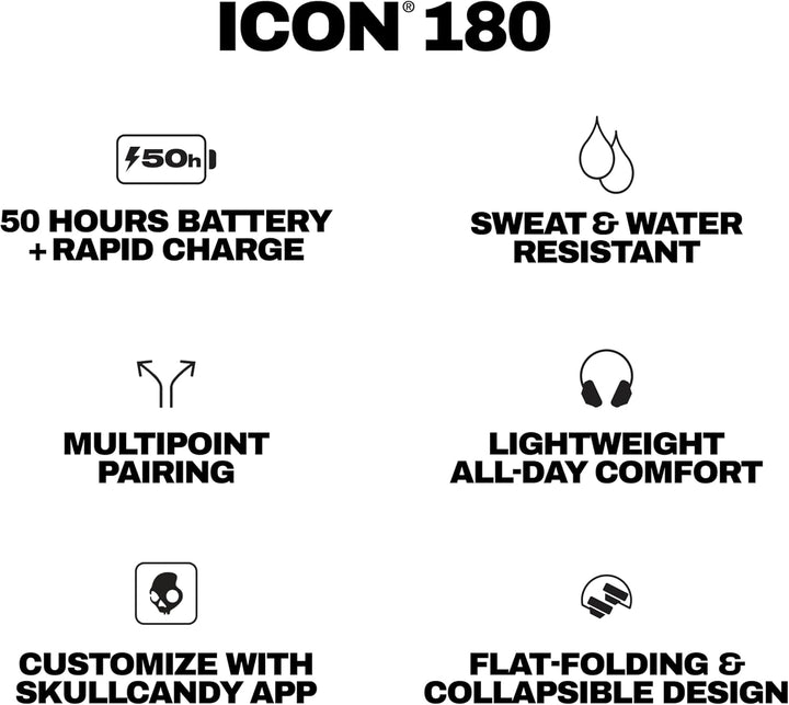 Skullcandy Icon 180 Auriculares inalámbricos Bluetooth con micrófon...