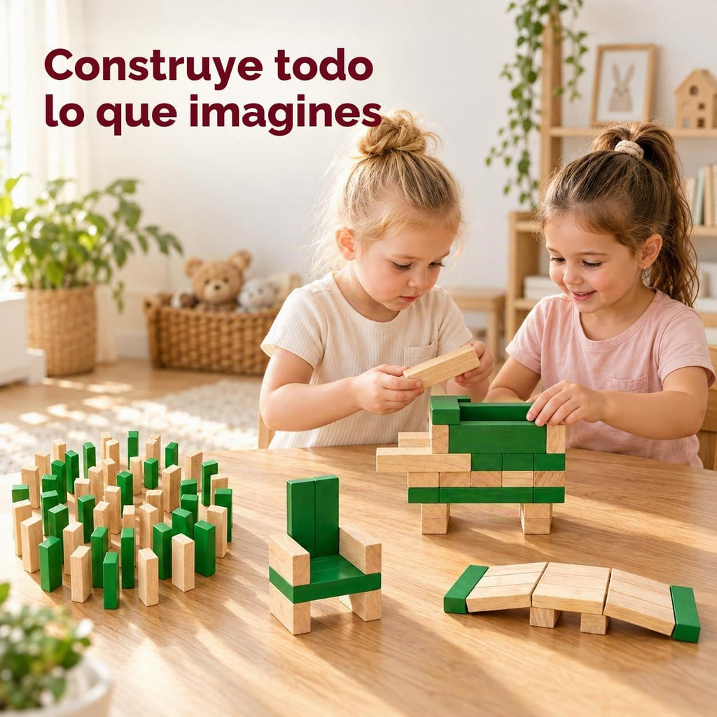 Juego de torre de apilamiento de madera, verde natural, 1.3 pies