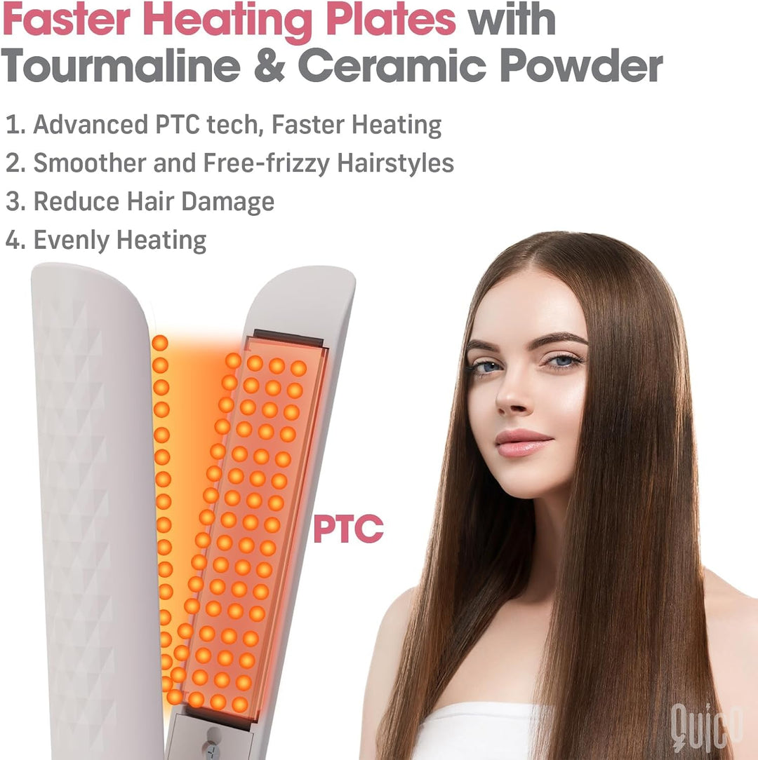 Quico Plancha para el cabello, alisadora de cabello de viaje global...