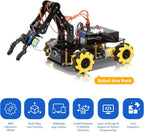 ACEBOTT 5DOF Kit de Coche con Brazo Robótico Inteligente, Coche de Control Remoto 4WD Compatible con Arduino/Python/Blockly Proyecto de Programación/Educación STEM/Kit de Codificación Científica para