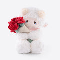 Peluche de cordero blanco de 11.4 pulgadas con ramo extraíble de rosas rojas, Oveja-Rosa Roja
