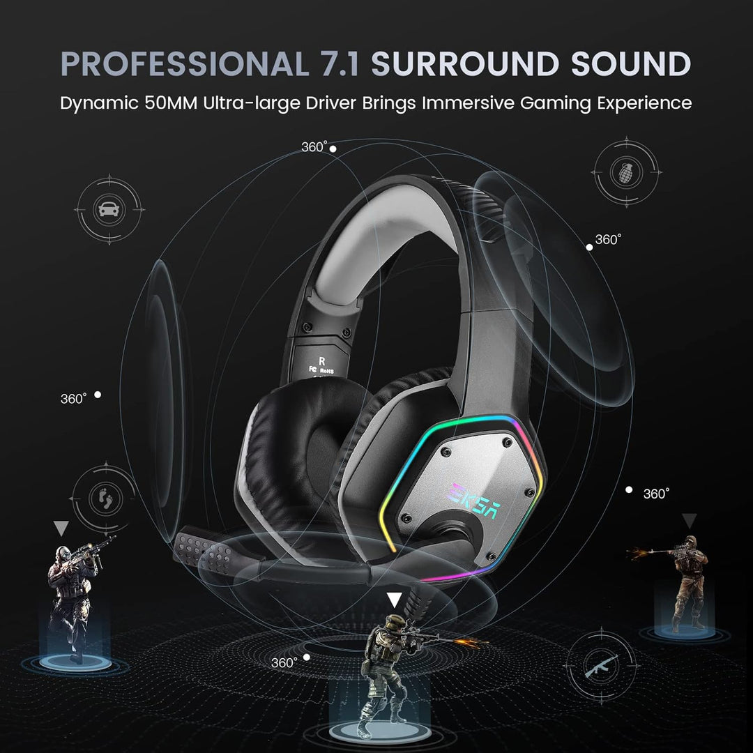EKSA E1000 USB Gaming Headset for PC, Computer Headphones with Micr...