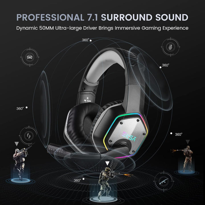 EKSA E1000 USB Gaming Headset for PC, Computer Headphones with Micr...