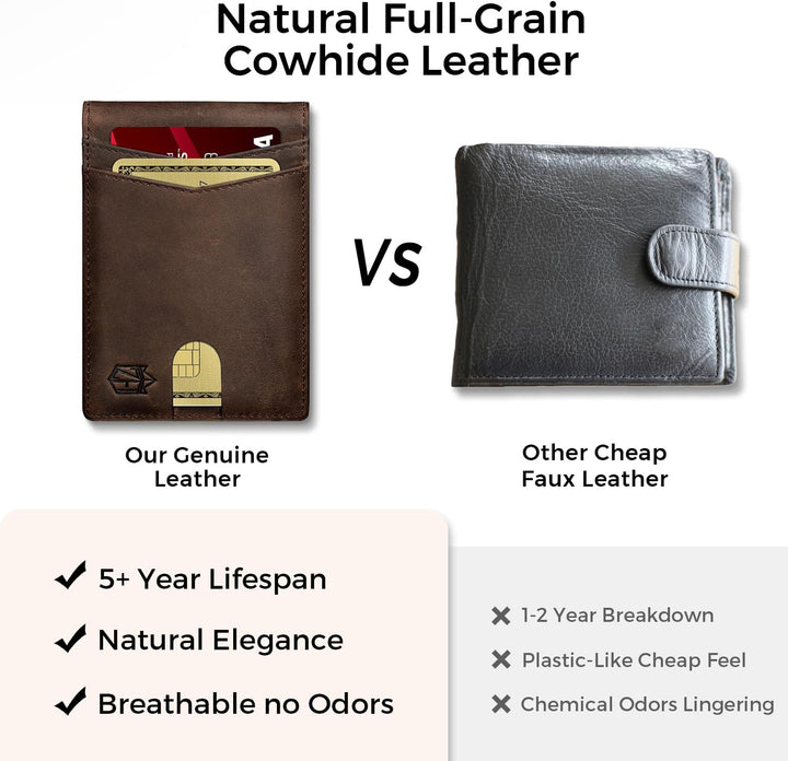 Zitahli Cartera de cuero genuino para hombre, 12 tarjetas, delgada,...