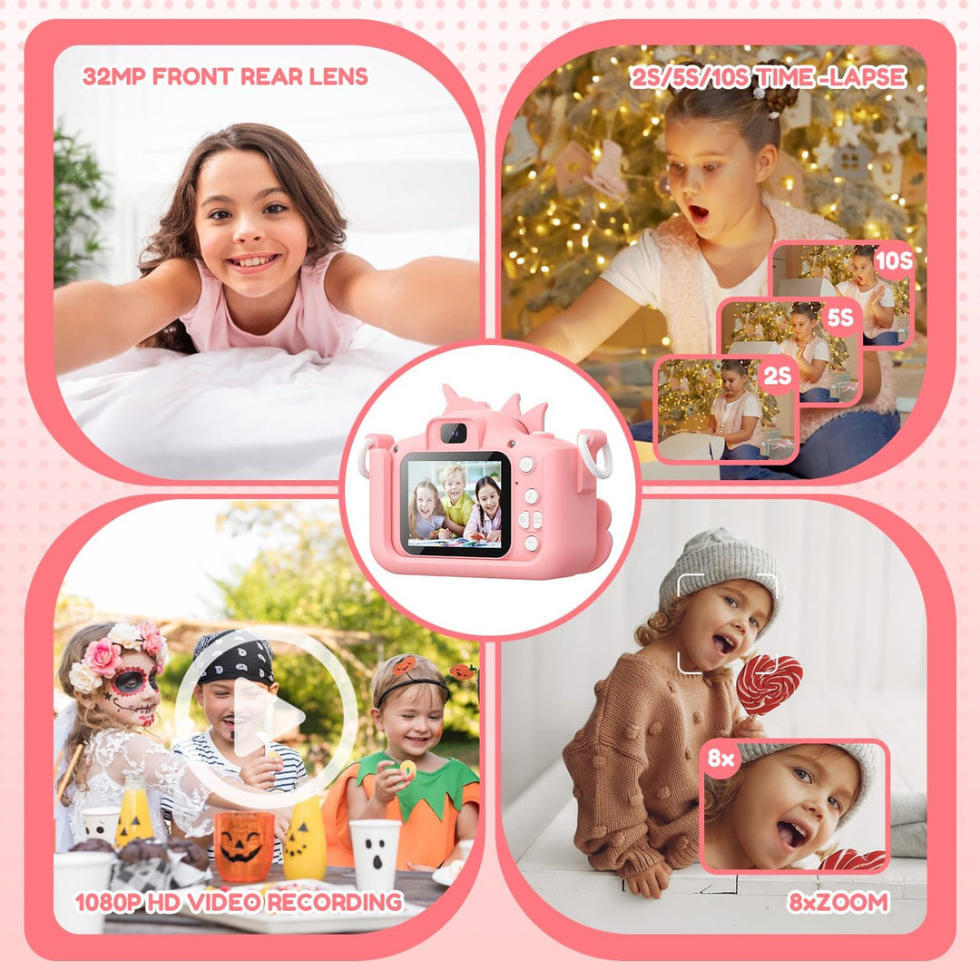 Cámara para niños y niñas de 3 a 9 años, cámara HD de 48 MP para ni...