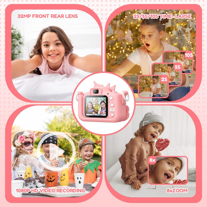 Cámara para niños y niñas de 3 a 9 años, cámara HD de 48 MP para ni...