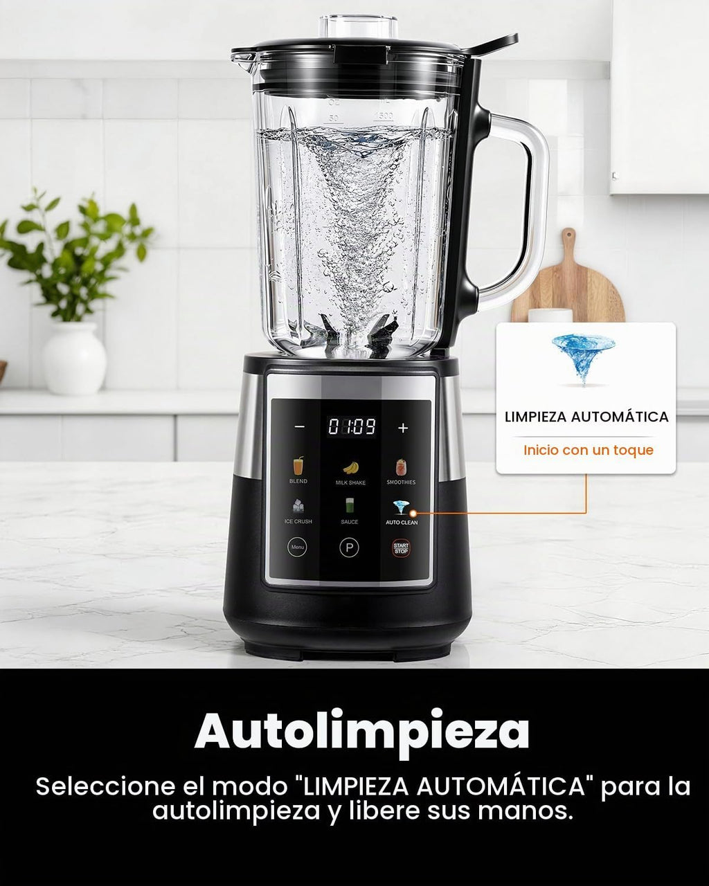 GDOR Licuadora para cocina, licuadora de vidrio de 1300 W con 6 programas
