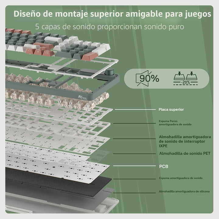 RK ROYAL KLUDGE S98 Teclado mecánico con pantalla inteligente y per...