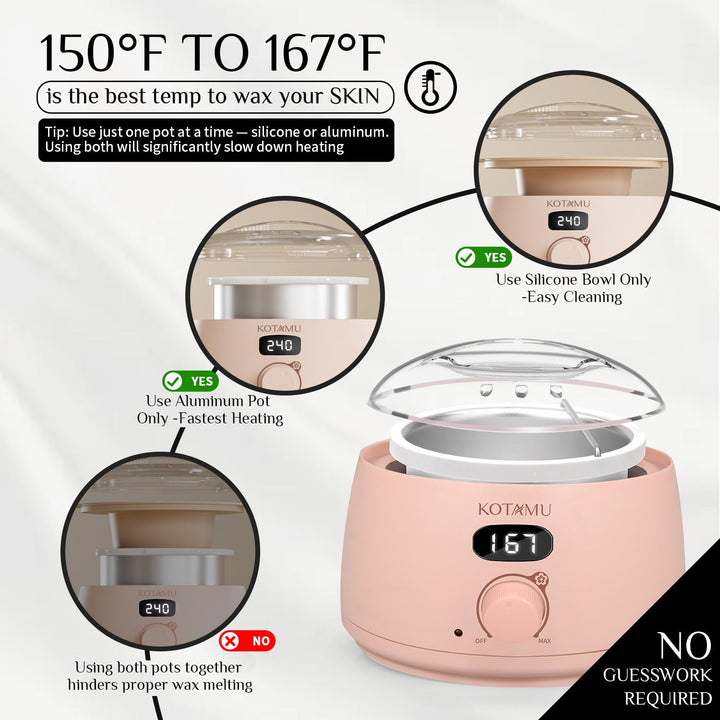 KOTAMU Kit de Cera Digital Rosa para Depilación para Mujeres y Homb...