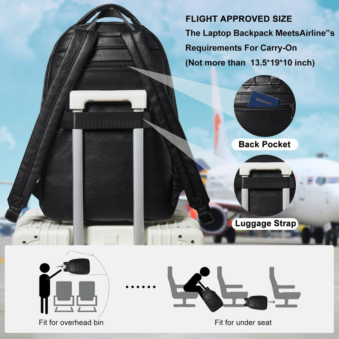 LATMAP Mochila de 43L para mujer: mochila de cuero vegano para lapt...