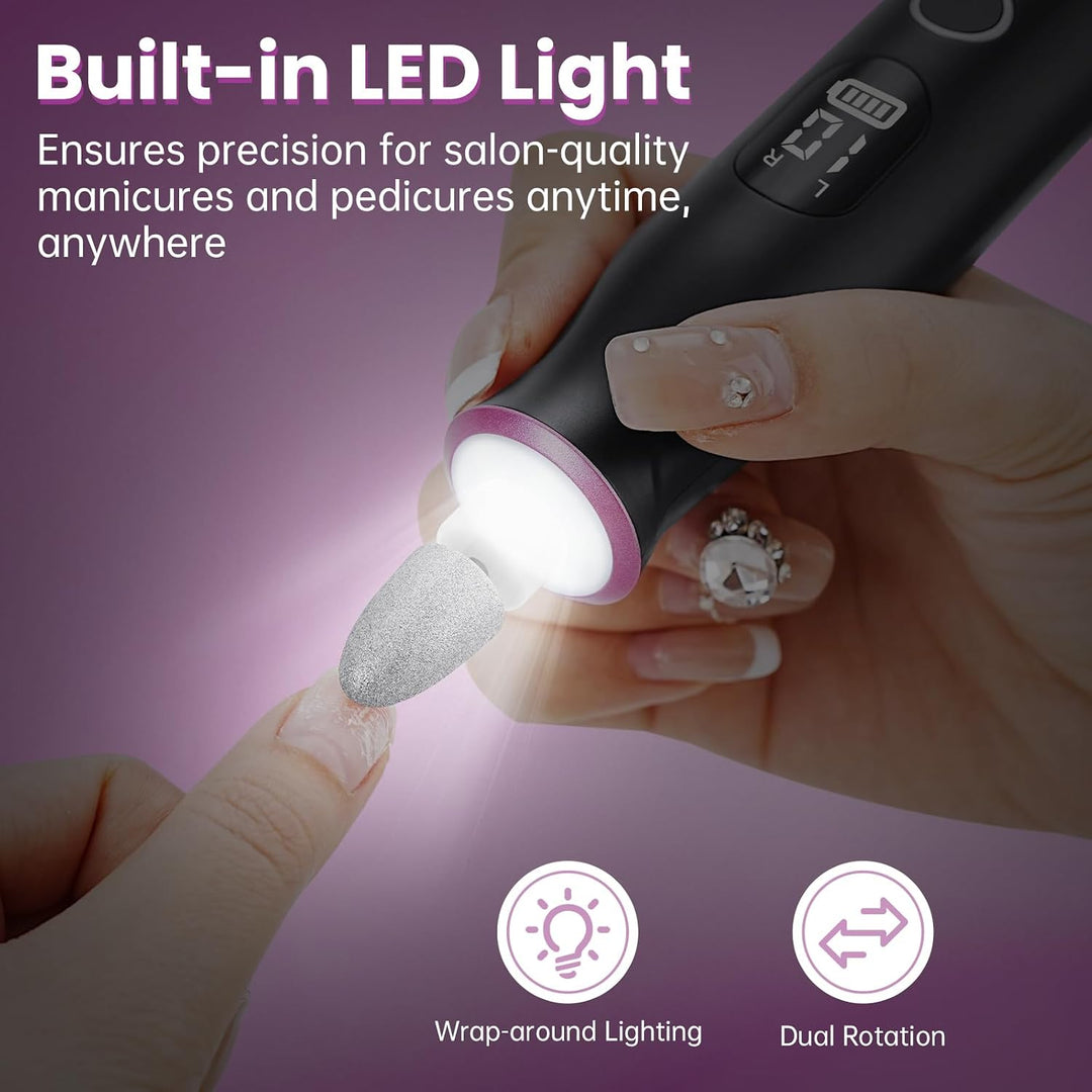 Taladro de uñas eléctrico, inalámbrico de 2000 mAh, lima de uñas po...
