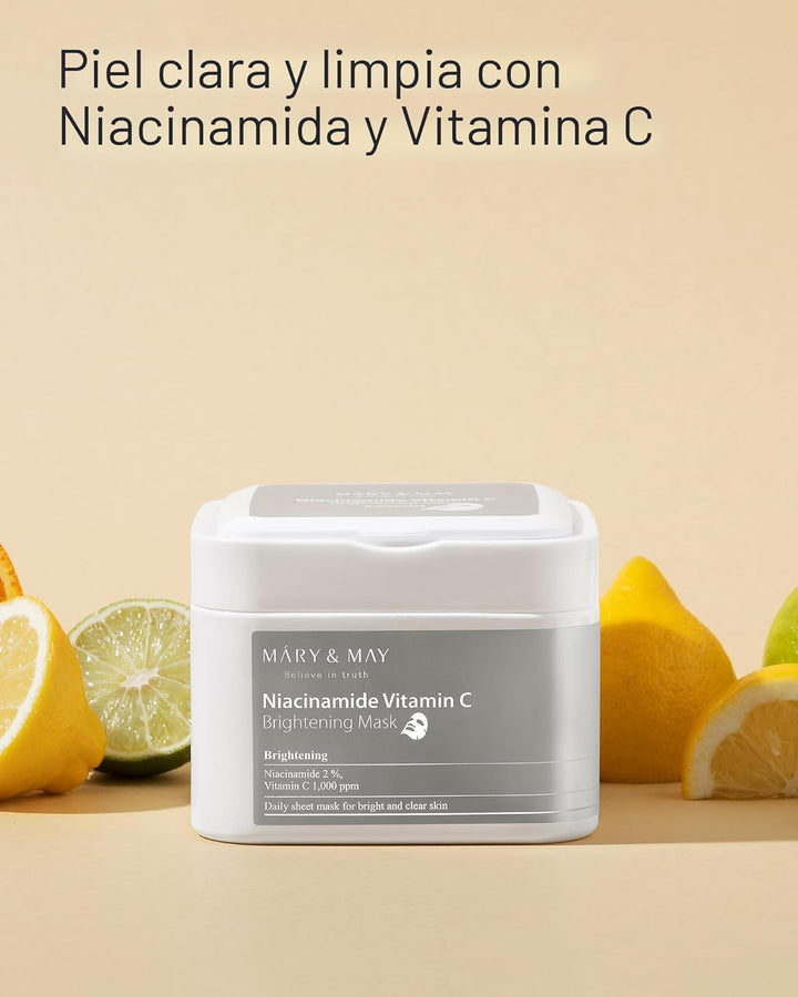 Mary&amp;May Máscara de vitamina C de niacinamida (30 hojas) \u2013...