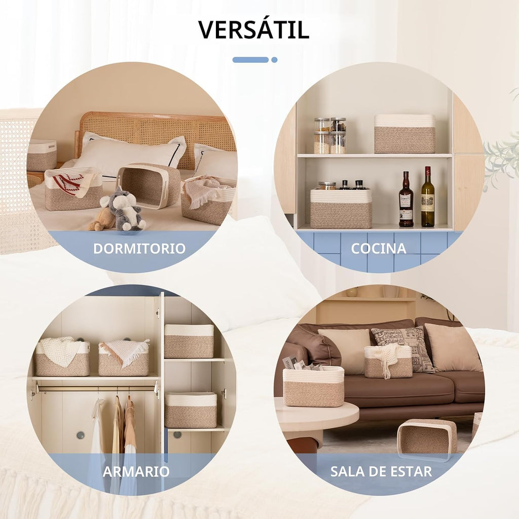 Paquete de 4 cestas de almacenamiento para organizar, cestas tejidas para estantes, perfectas para juguetes, libros, toallas y ropa, cestas de regalo duraderas, almacenamiento de juguetes