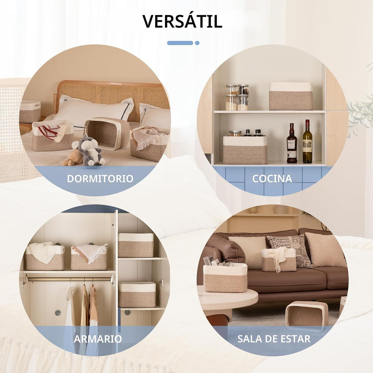 Paquete de 4 cestas de almacenamiento para organizar, cestas tejidas para estantes, perfectas para juguetes, libros, toallas y ropa, cestas de regalo duraderas, almacenamiento de juguetes